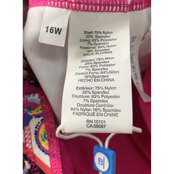 Bleu Rod Beattie Swimsuit V Neck One Piece Size 16W Colorful Key hole/Cut Outs - Picture 14 of 16